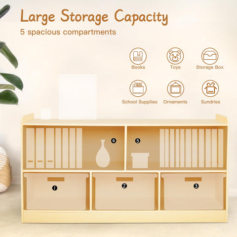 PTINFLUCE modular storage wall arrangement suitable for growing play spaces and classrooms.