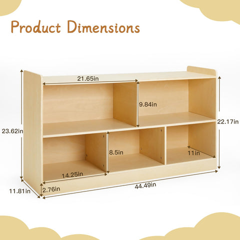 PTINFLUCE Five-section toy storage organizer front view demonstrates varied compartments.