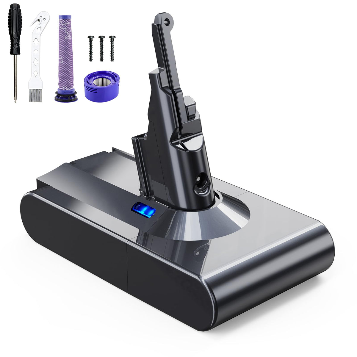P.TOULTEK Dyson V8 battery replacement for extended cordless cleaning sessions.