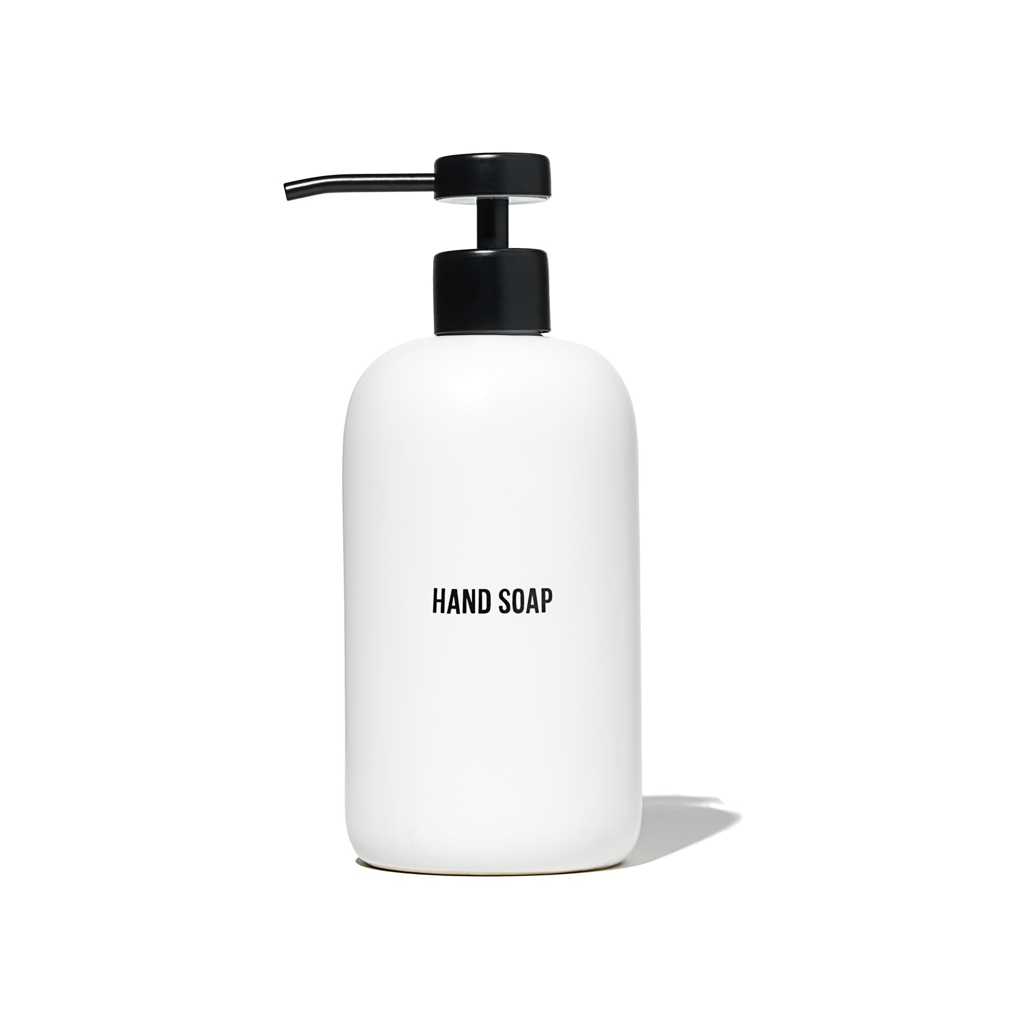 Public Goods ceramic hand soap dispenser front view reduces single-use plastic.
