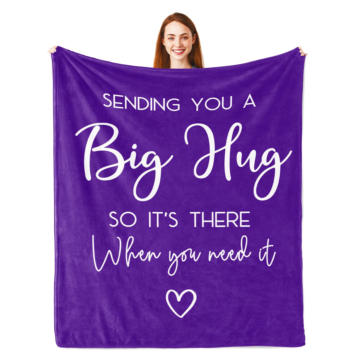 Pubrave Hug Blanket purple close-up with message, comforting warmth for a loved one.