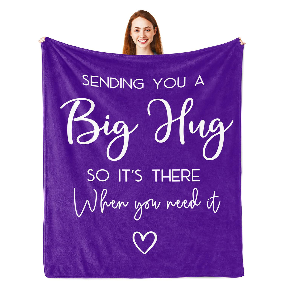 Pubrave Hug Blanket purple close-up with message, comforting warmth for a loved one.