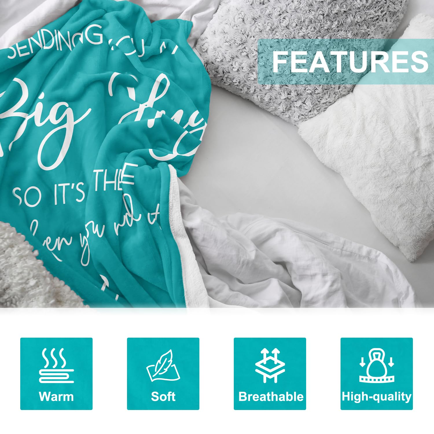 Pubrave teal hug blanket decor accent enhances a soft space.