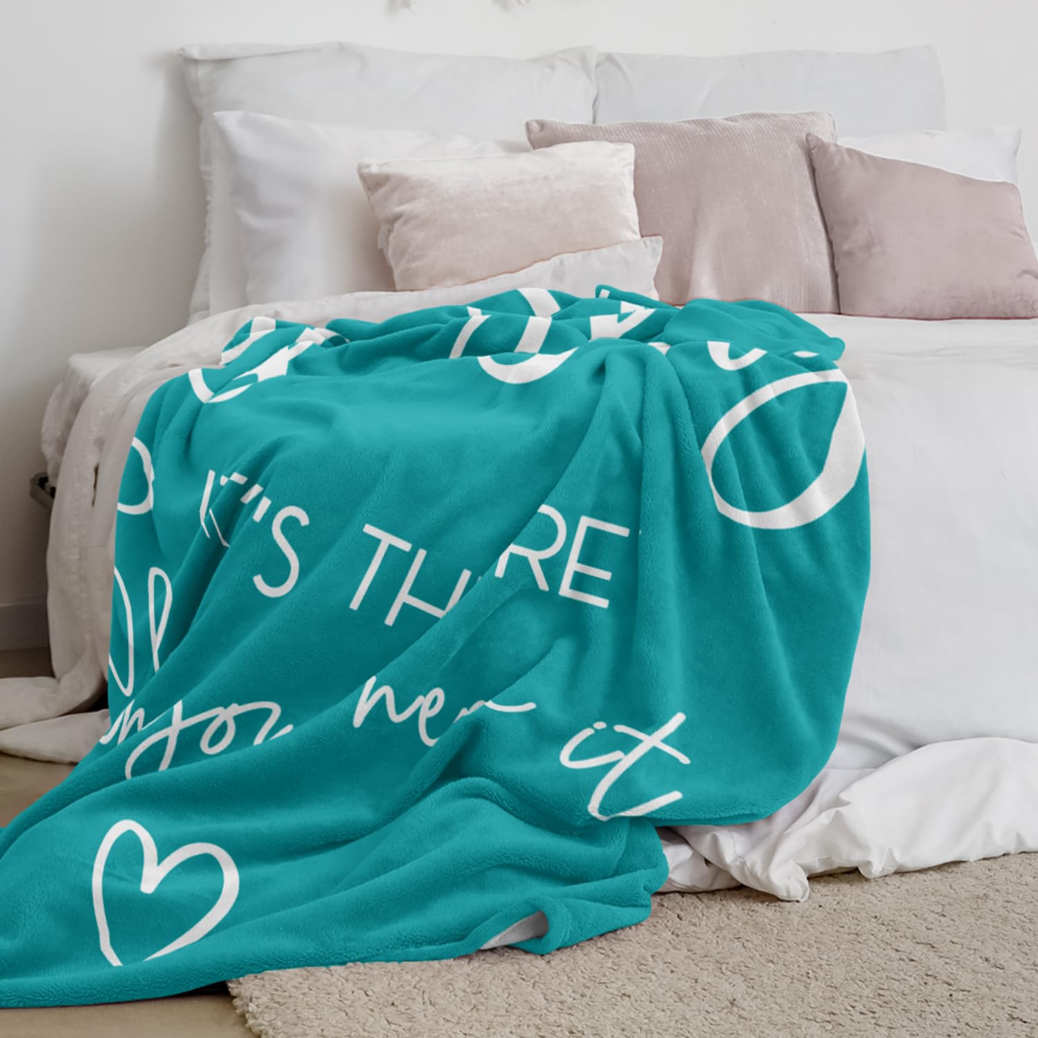 Pubrave teal hug blanket travel companion for car trips.