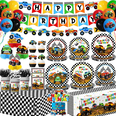 Pugipien Monster Truck banner adds bold color to kick off a festive party.