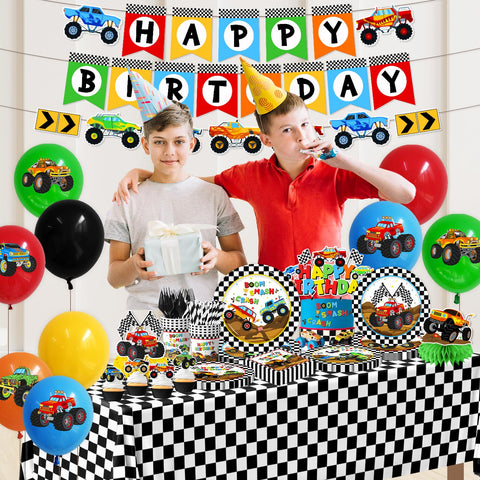 Pugipien Monster Truck cake topper creates a focal point on the cake.