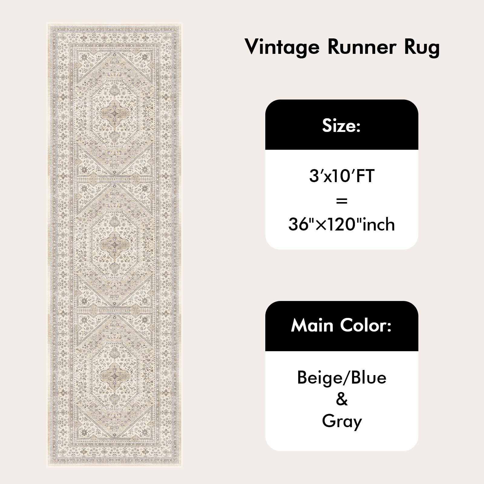 Puino entryway rug in beige-gray adding warmth to foyer