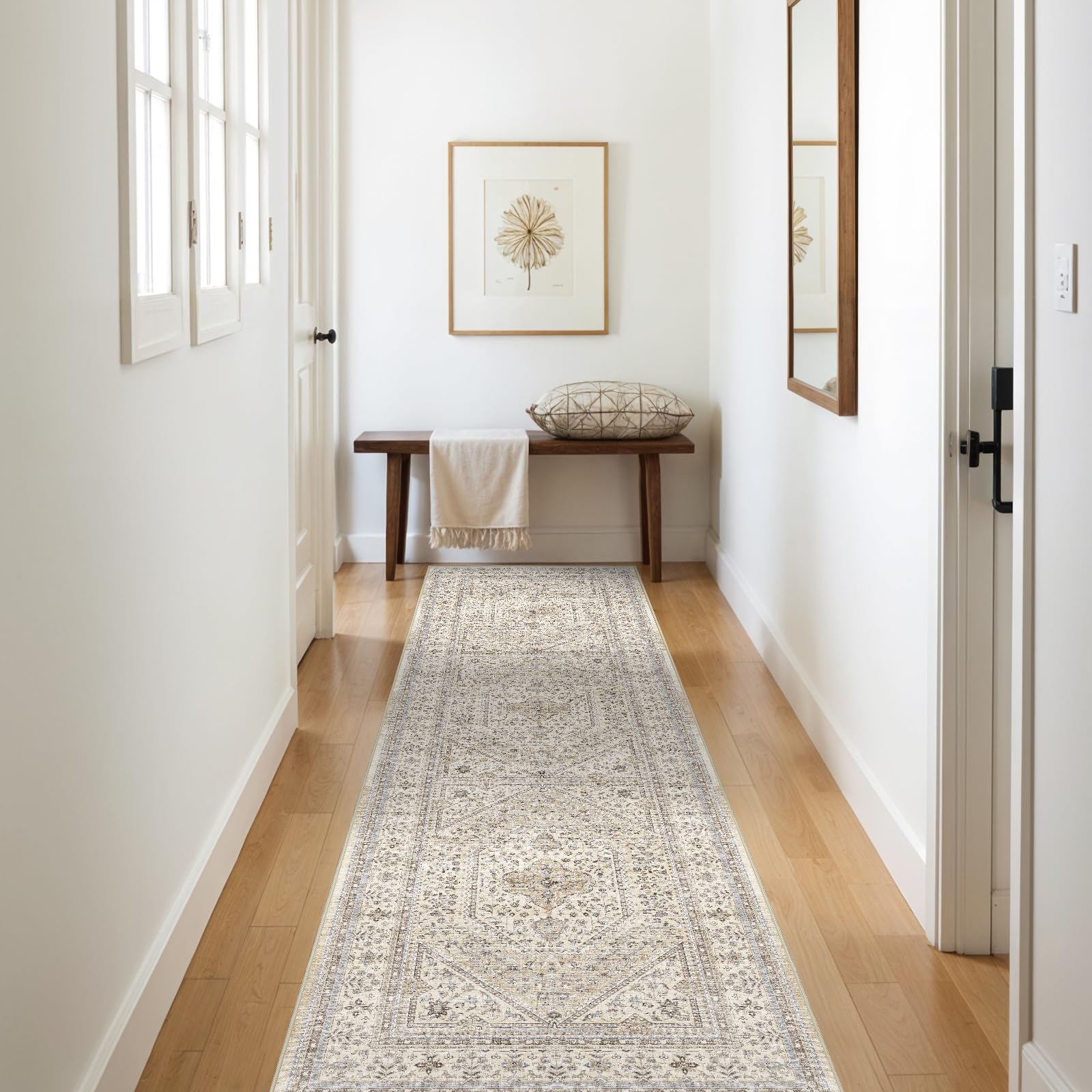 Puino hallway rug close-up texture showing soft washable surface