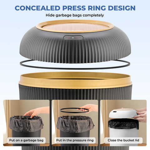 Pukomc Smart Sensor Wastebasket bathroom use promotes hygienic touchless disposal