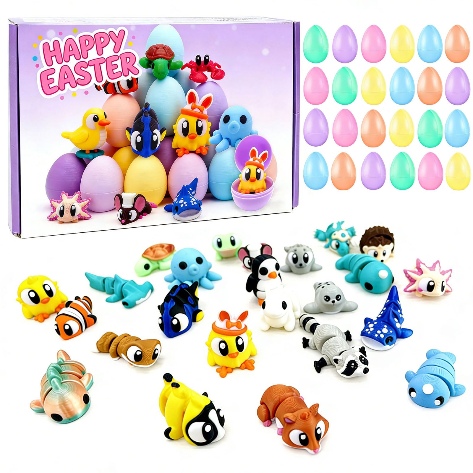 PUKVAHQ Easter 3D printed animals with eggs delight kids and encourage sharing.