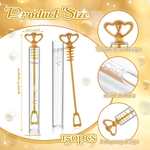 PullCrease gold double-heart wand with clear tube to monitor bubble solution.