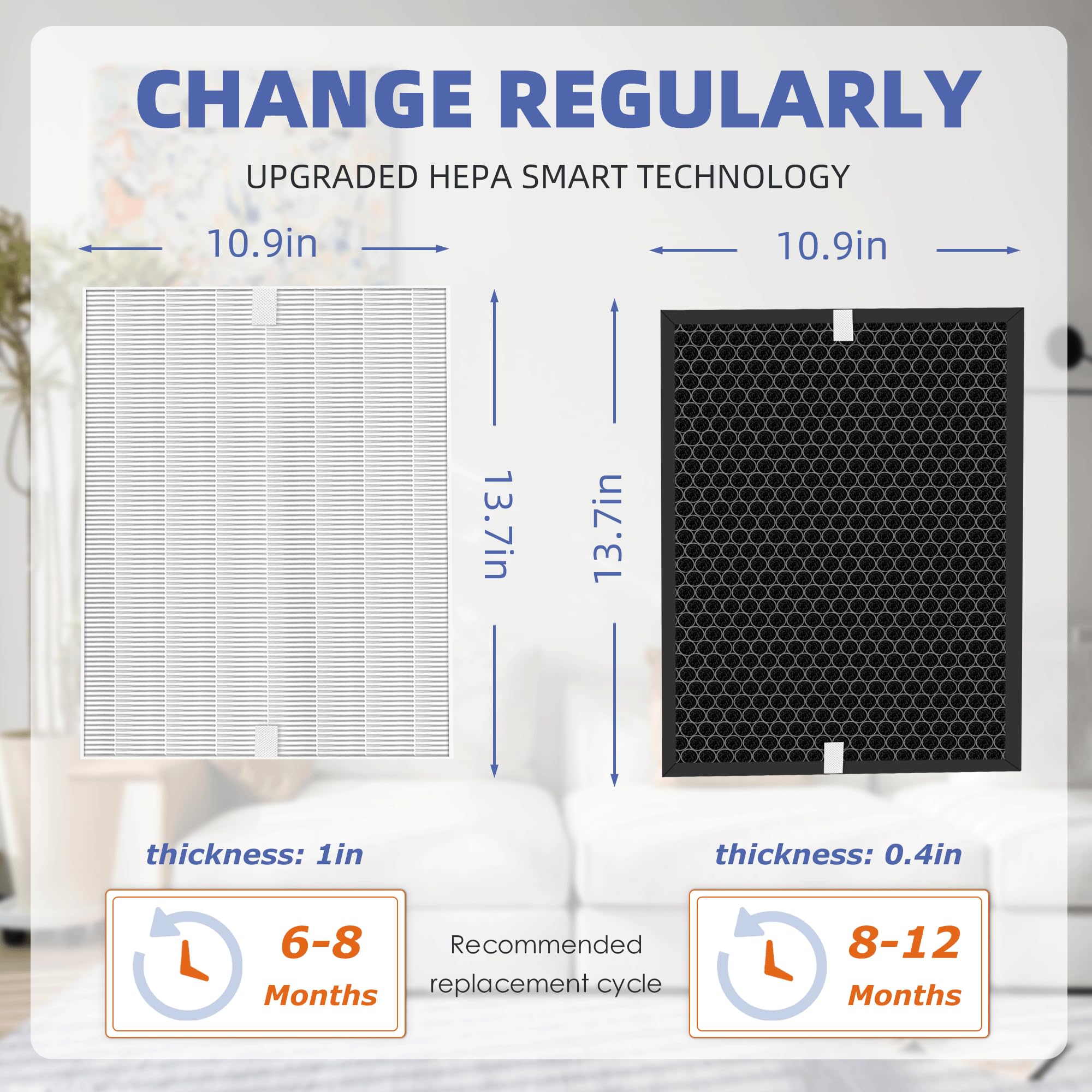 Pulluty carbon pre-filter for odor control and extended HEPA life.