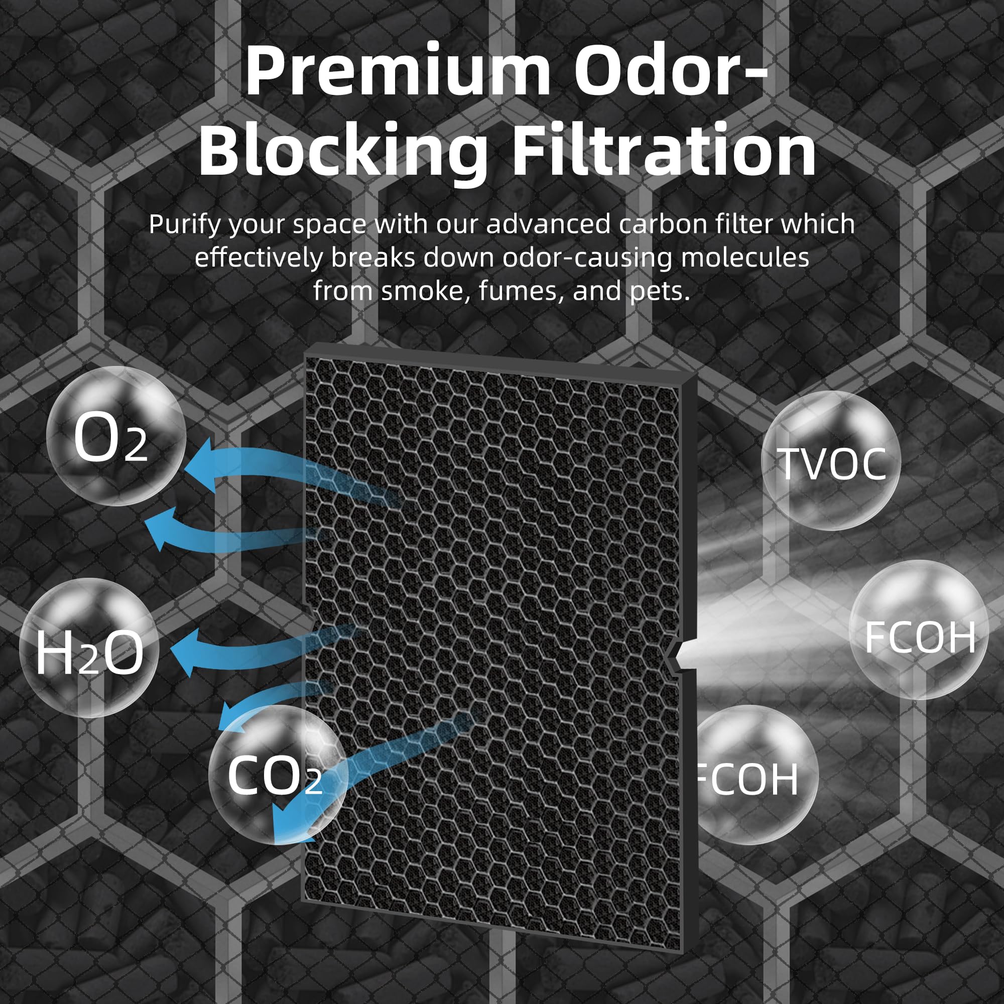 Filter pack shows two HEPA and two carbon filters