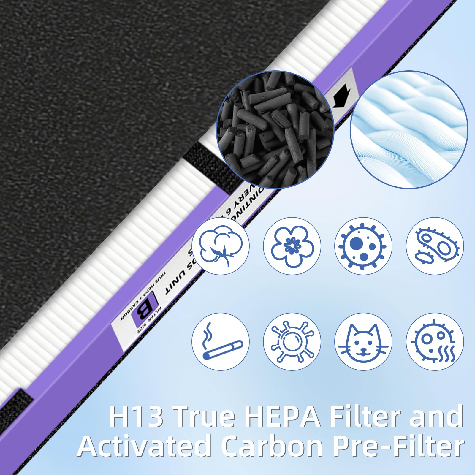 Pulluty four-pack HEPA B and eight carbon filters set for maintenance