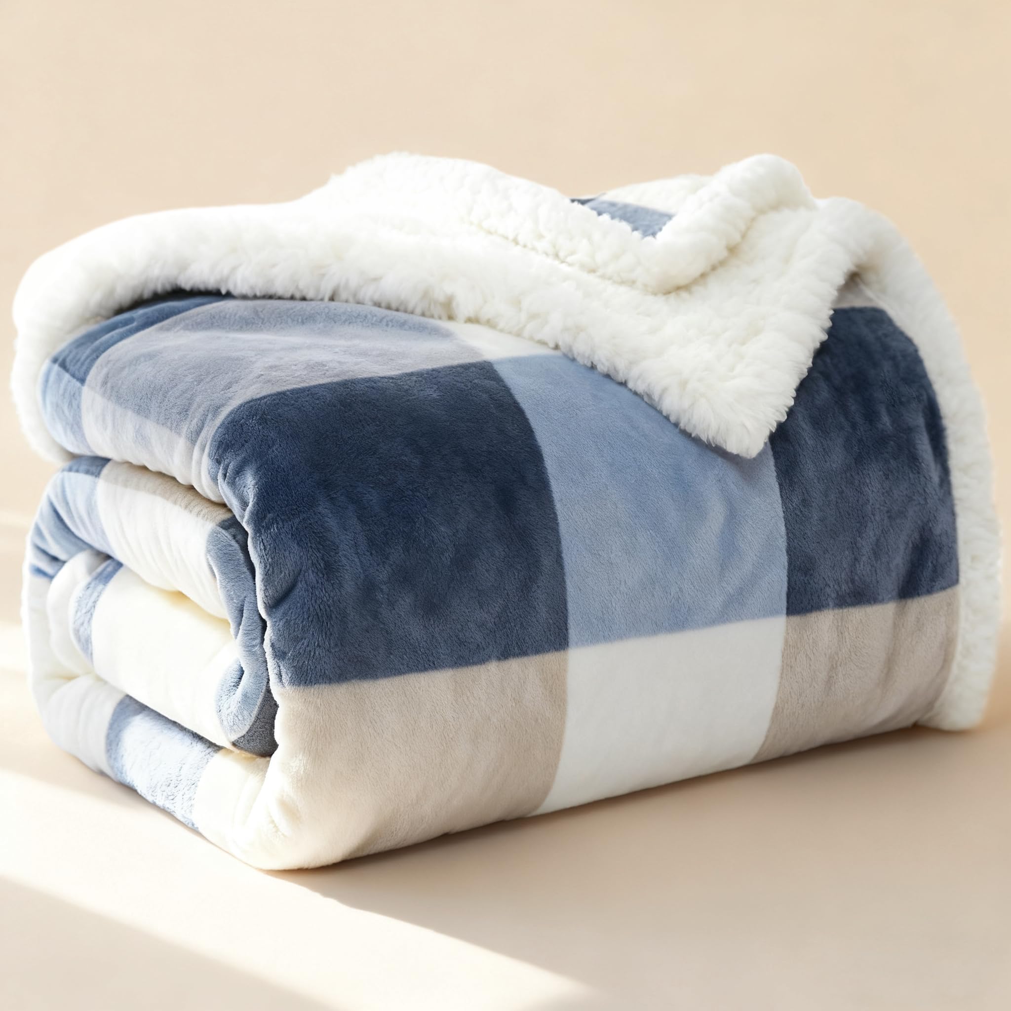 PU MEI Sherpa Throw Blanket durable edge stitching for lasting comfort