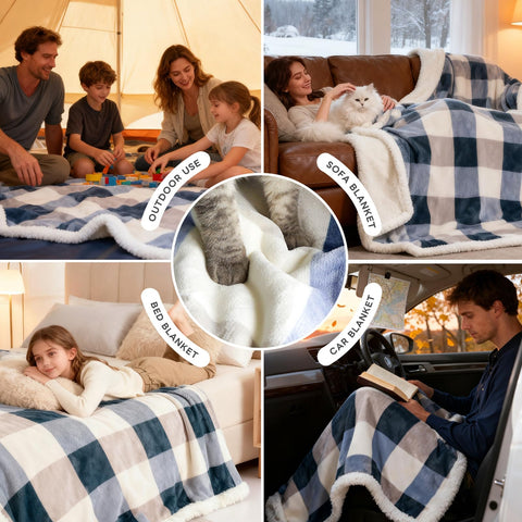 PU MEI Sherpa Throw Blanket lightweight outdoor companion