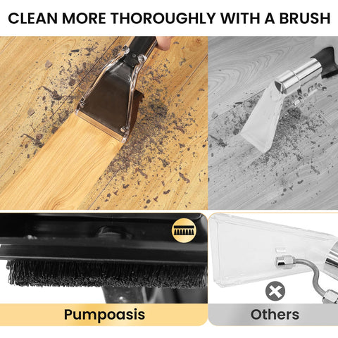 Pumpoasis hard brush feature tackles stubborn dirt and pet hair effectively.