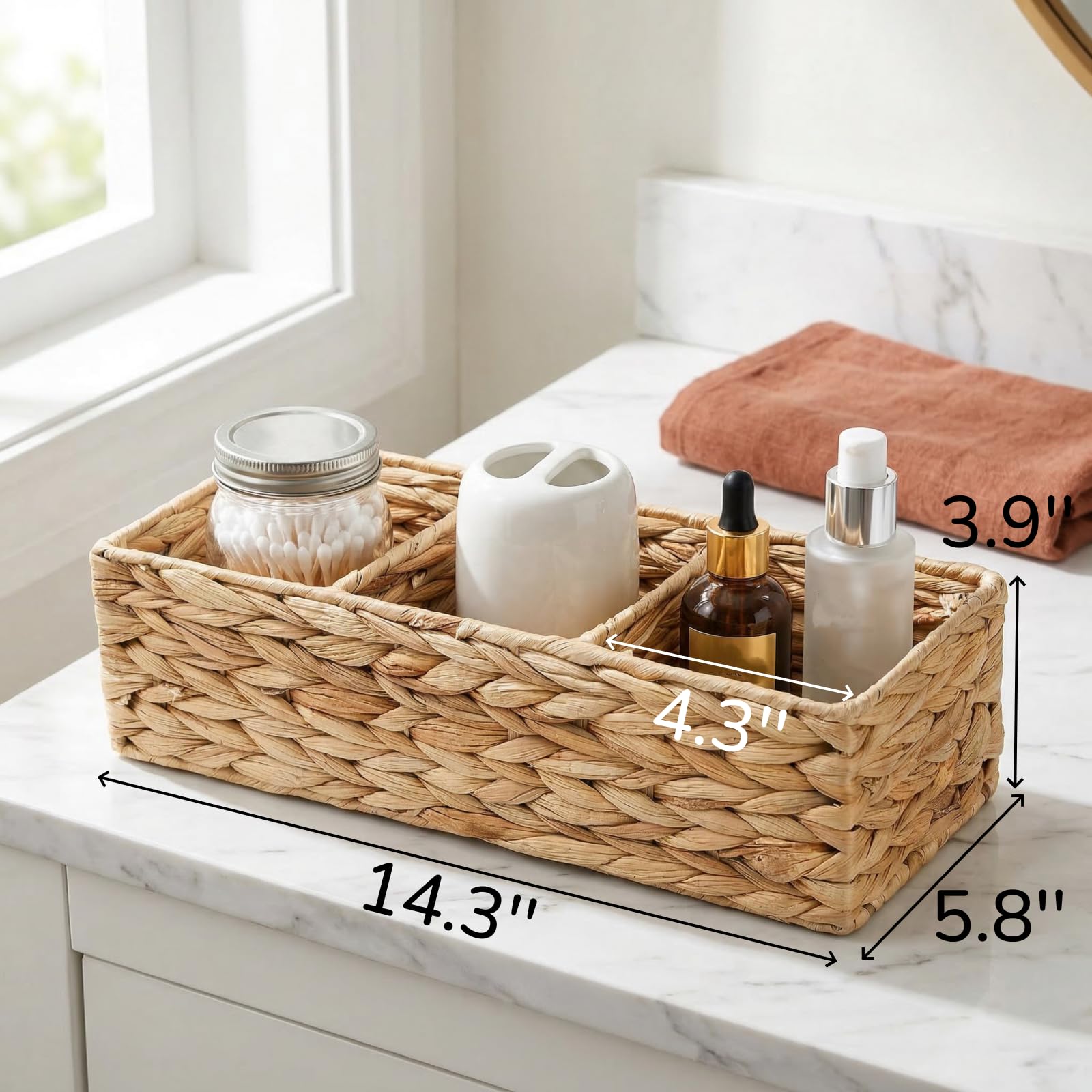 Pumtus 2 pack 3 section baskets top view with visible compartments