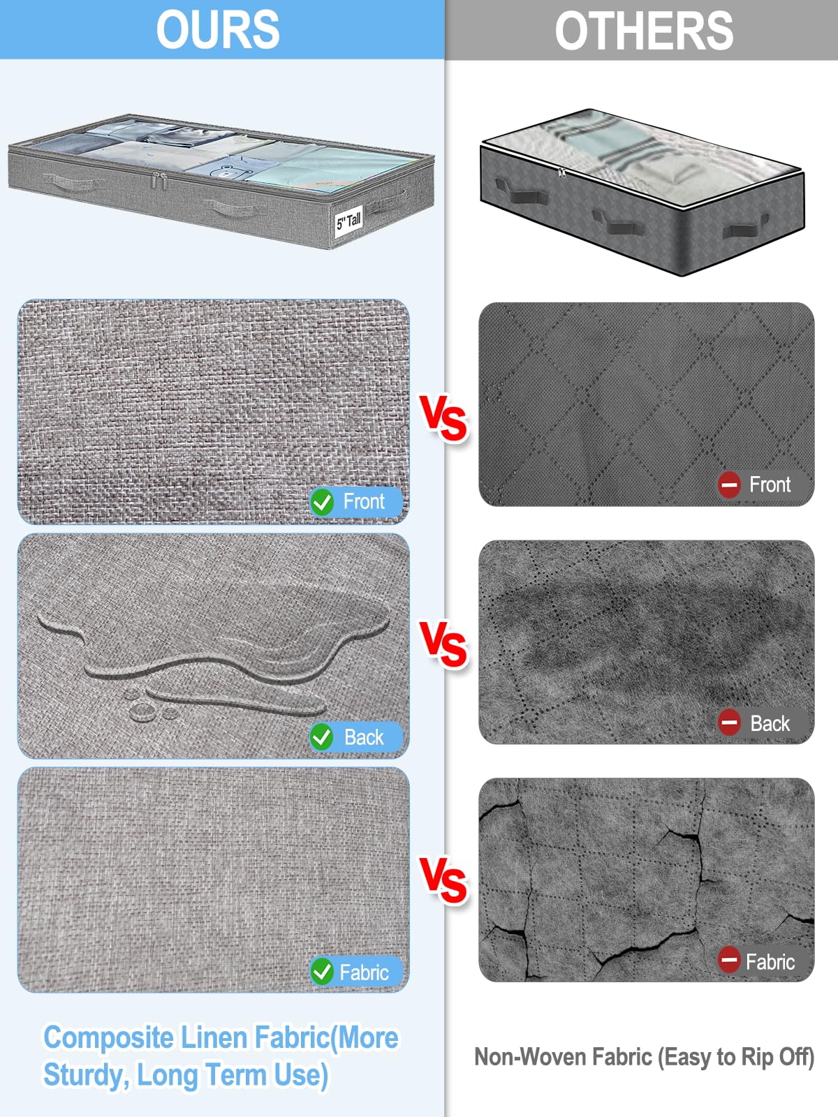 Punemi clear-lid under-bed storage grey, easy visibility and dust-free access.