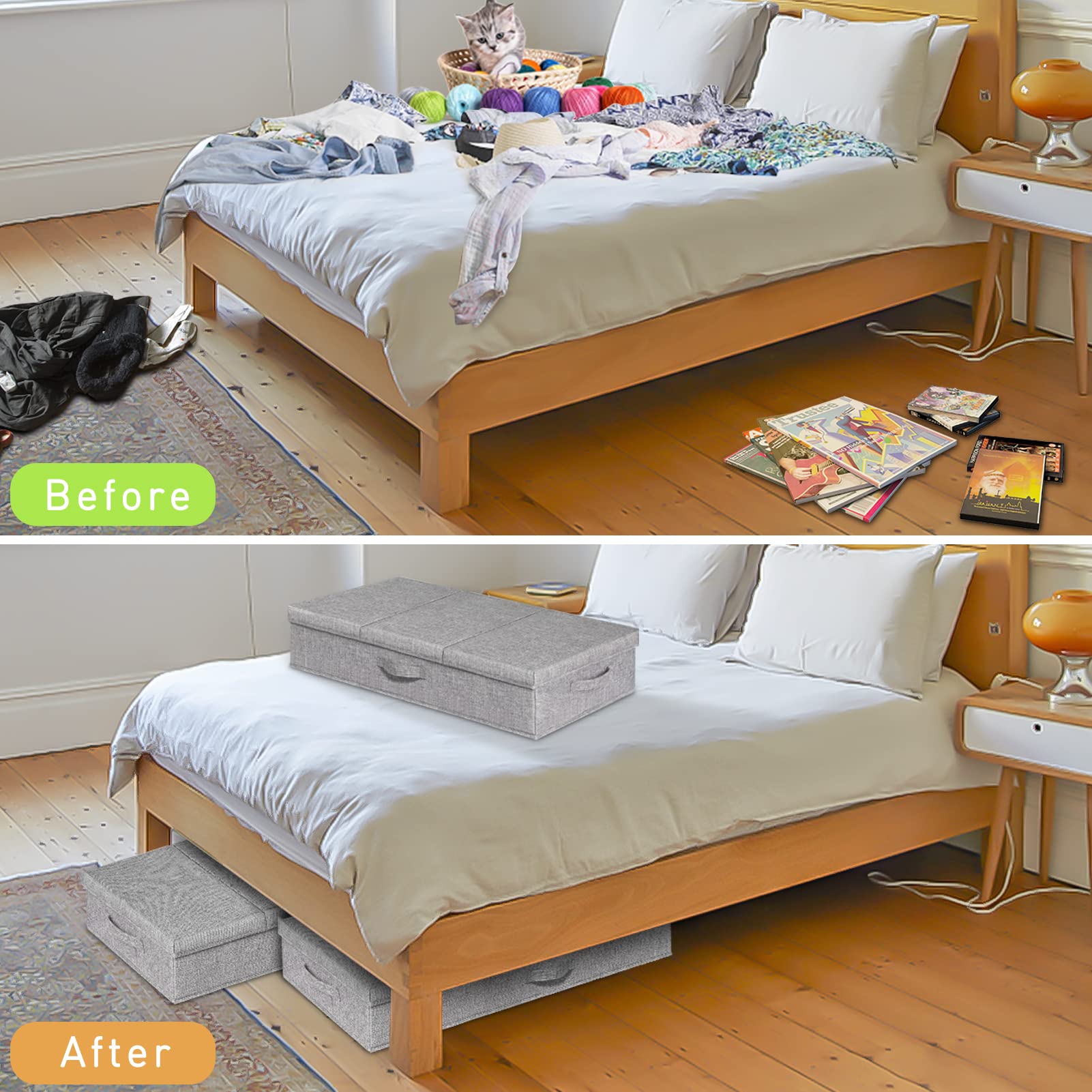 Punemi collapsible under-bed organizer for flexible closet swaps