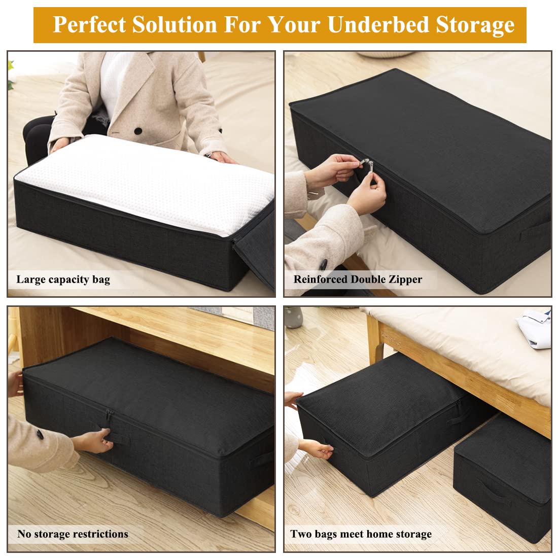 Punemi durable 30x15x6-7-inch under-bed bags maximize closet space.
