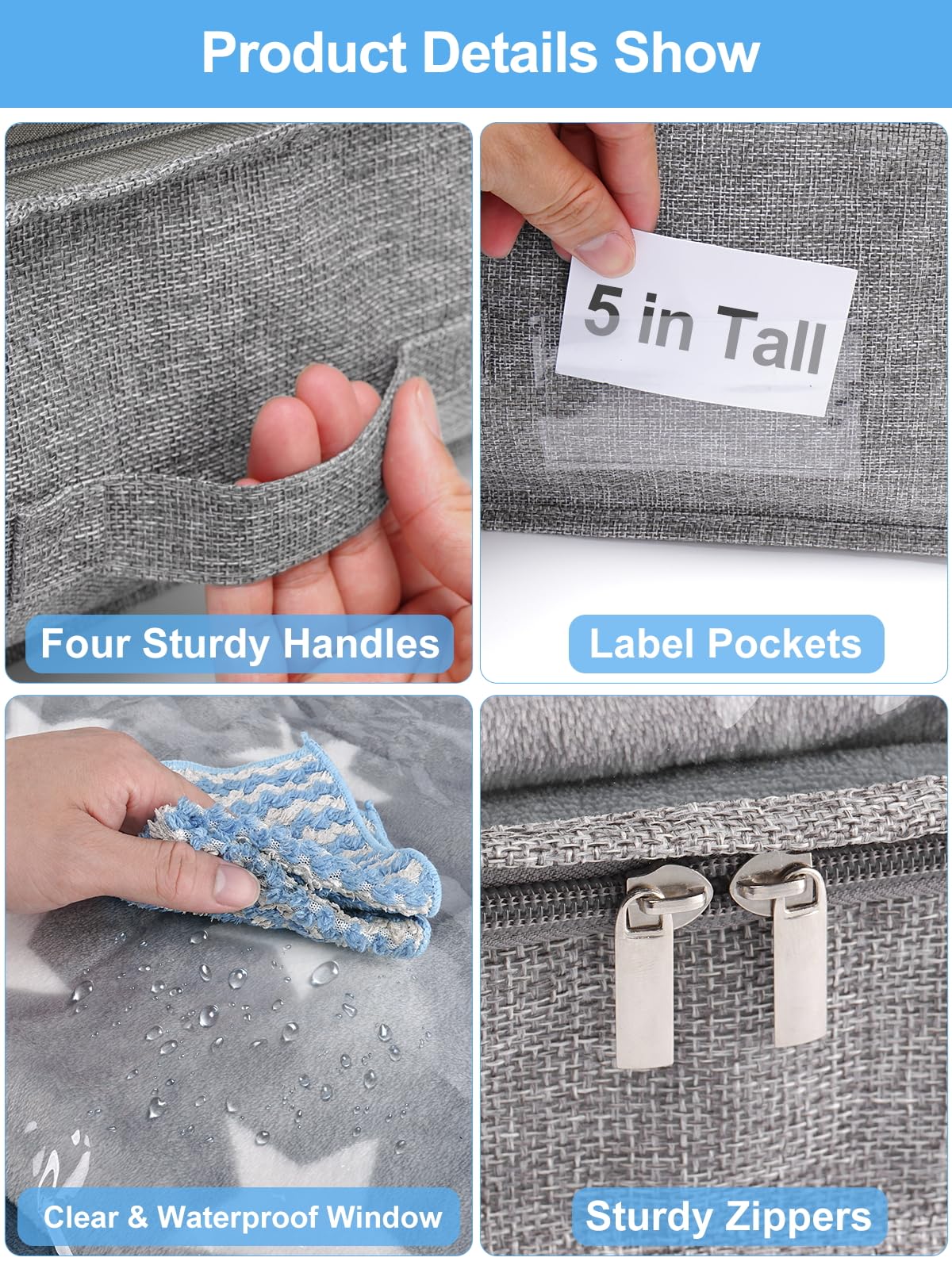Punemi foldable space-saving under-bed storage grey, practical for dorm rooms.