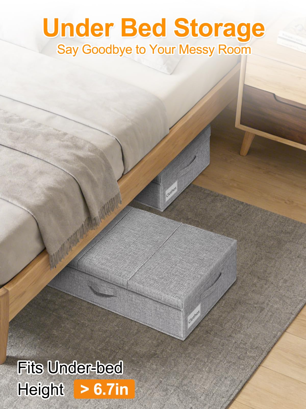 Punemi foldable under-bed drawers ideal for keeping clothes organized and accessible.