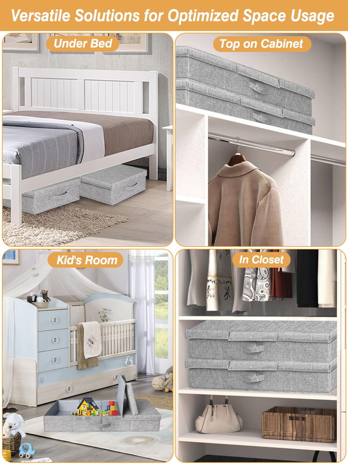 Punemi stackable under-bed storage supports vertical space efficiency.