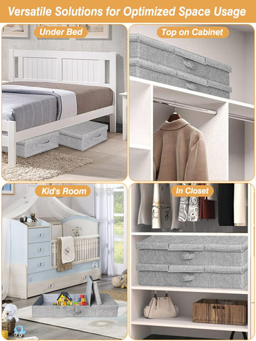 Punemi stackable under-bed storage supports vertical space efficiency.