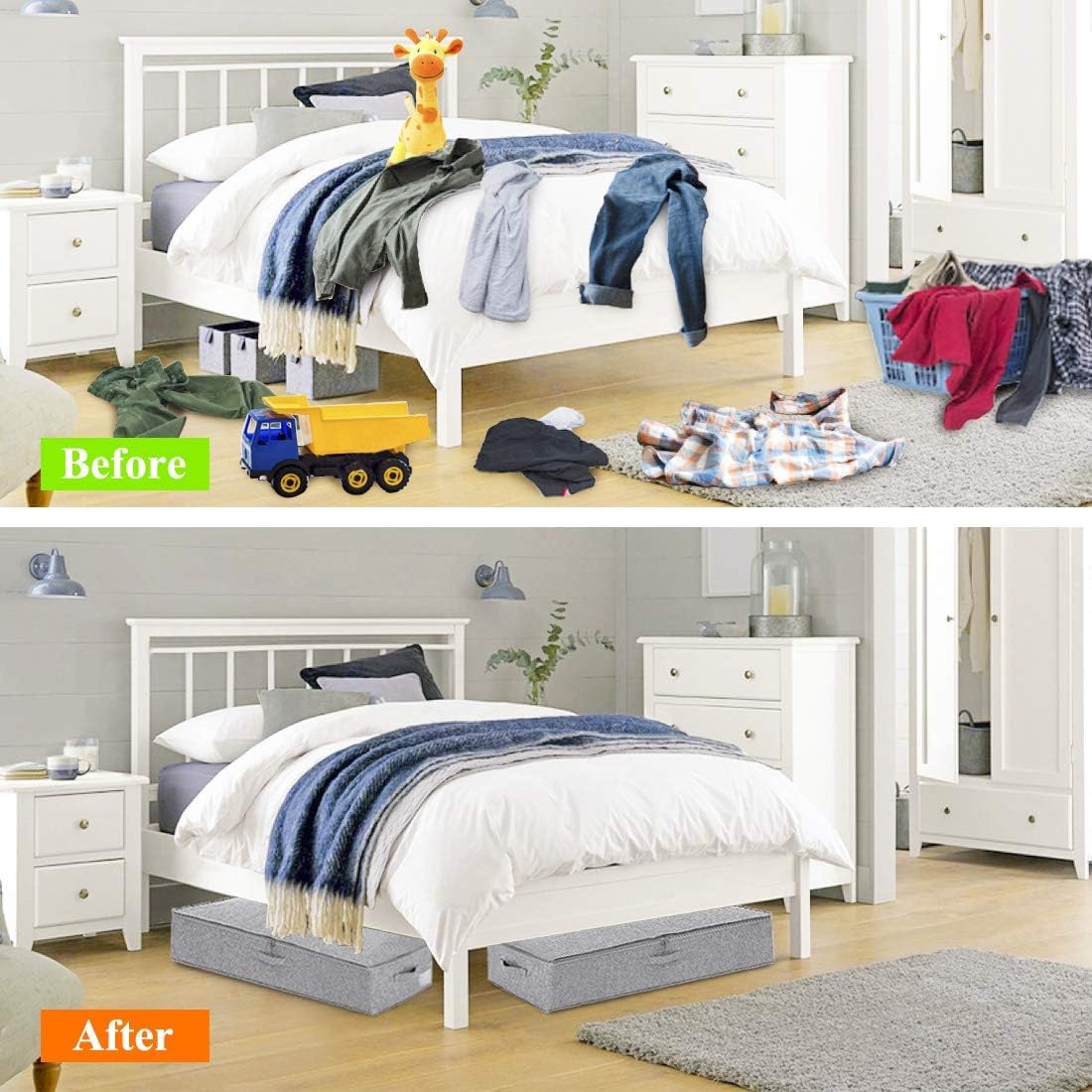 Punemi under-bed storage helps save floor space in small dorm rooms.