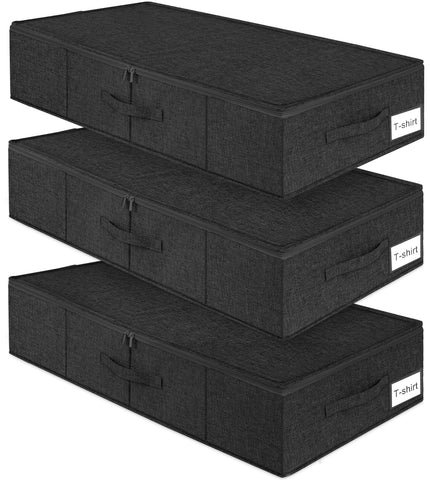 Punemi under-bed storage 3-pack with lid keeps clothes neatly organized under beds.