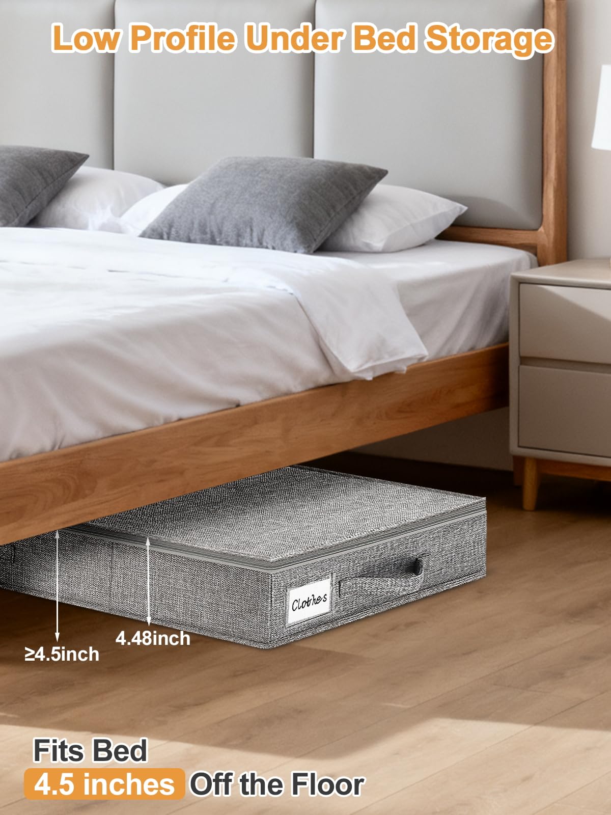 Punemi collapsible design folds flat for easy under-bed storage.