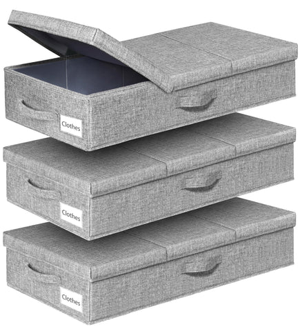 Punemi under-bed storage bag with large flat sides and lid for tidy blankets
