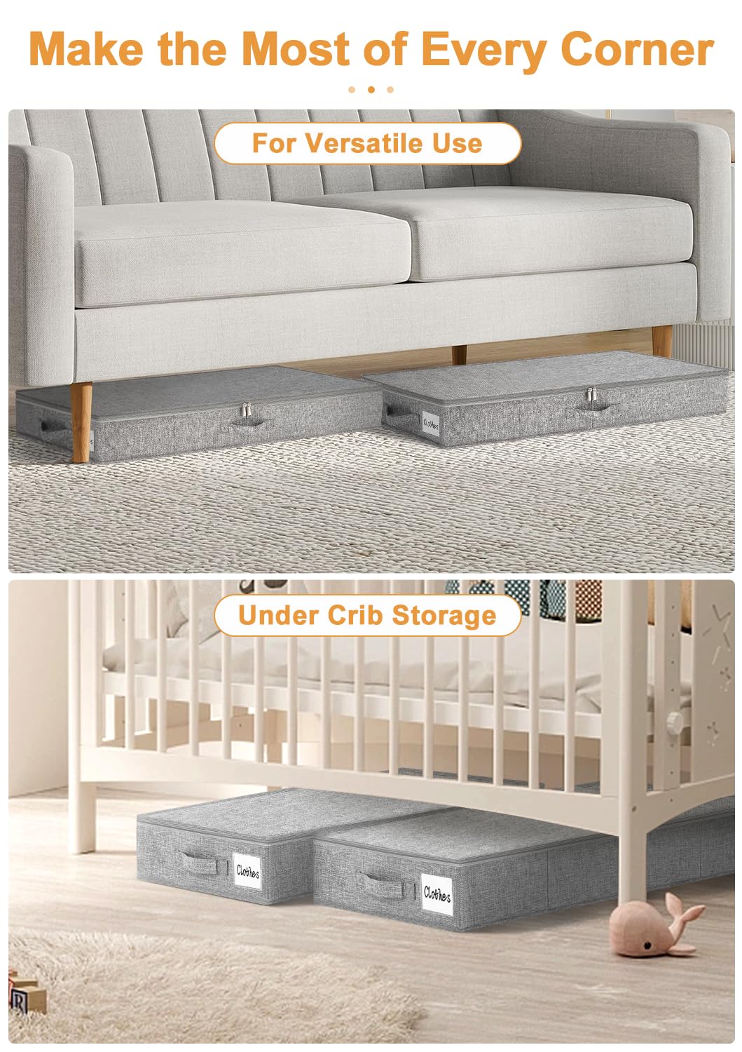 Punemi multi-purpose organizer fits under beds and in closets.