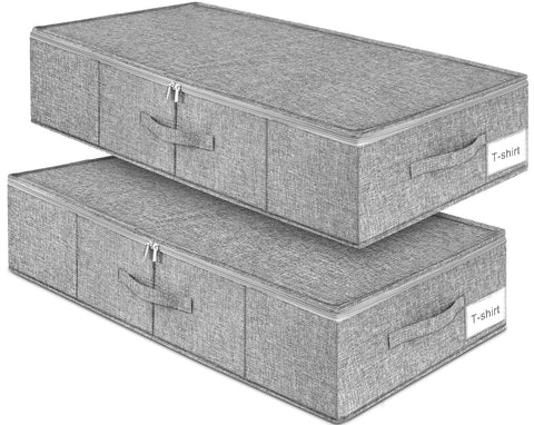 Punemi underbed storage bags with lid double zippers for easy access to seasonal items.