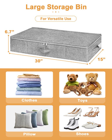 Punemi storage measures 30x15x6.7 inches, fitting under most beds.