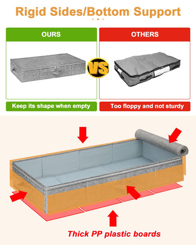 Punemi underbed storage soft fabric protects clothes gently.