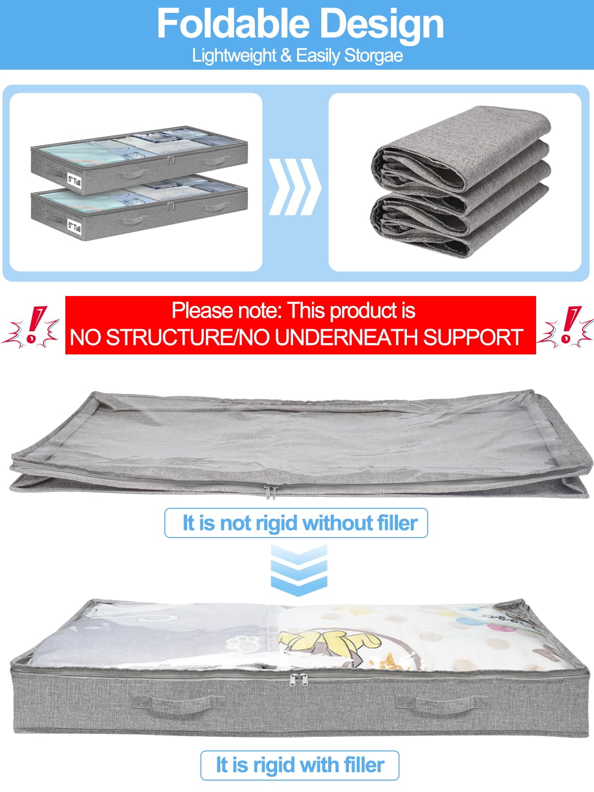 Punemi waterproof composite linen bin grey, durable for long-term blanket and clothes storage.