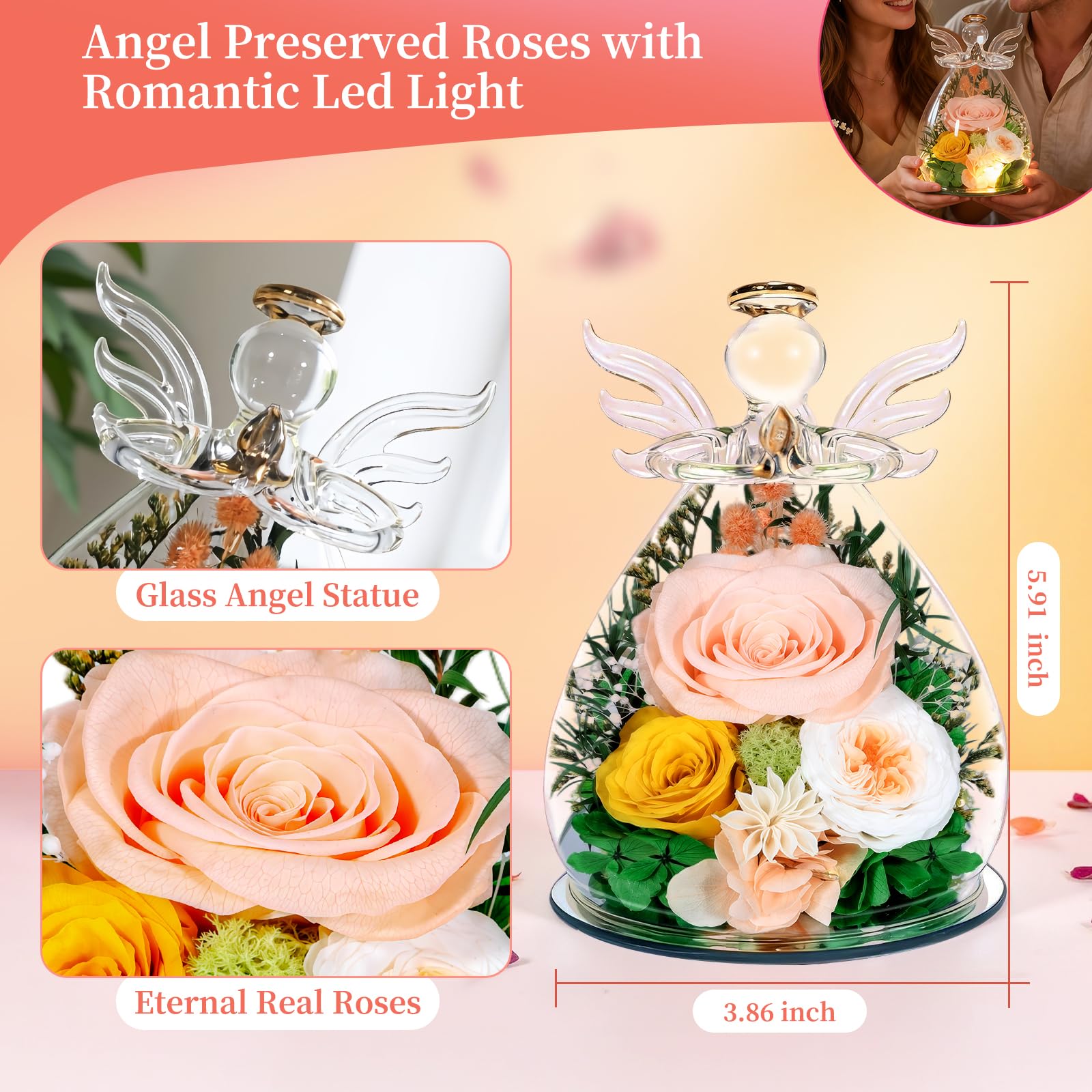 Puppiluv glass angel figurine with LED glow enhances cozy home decor