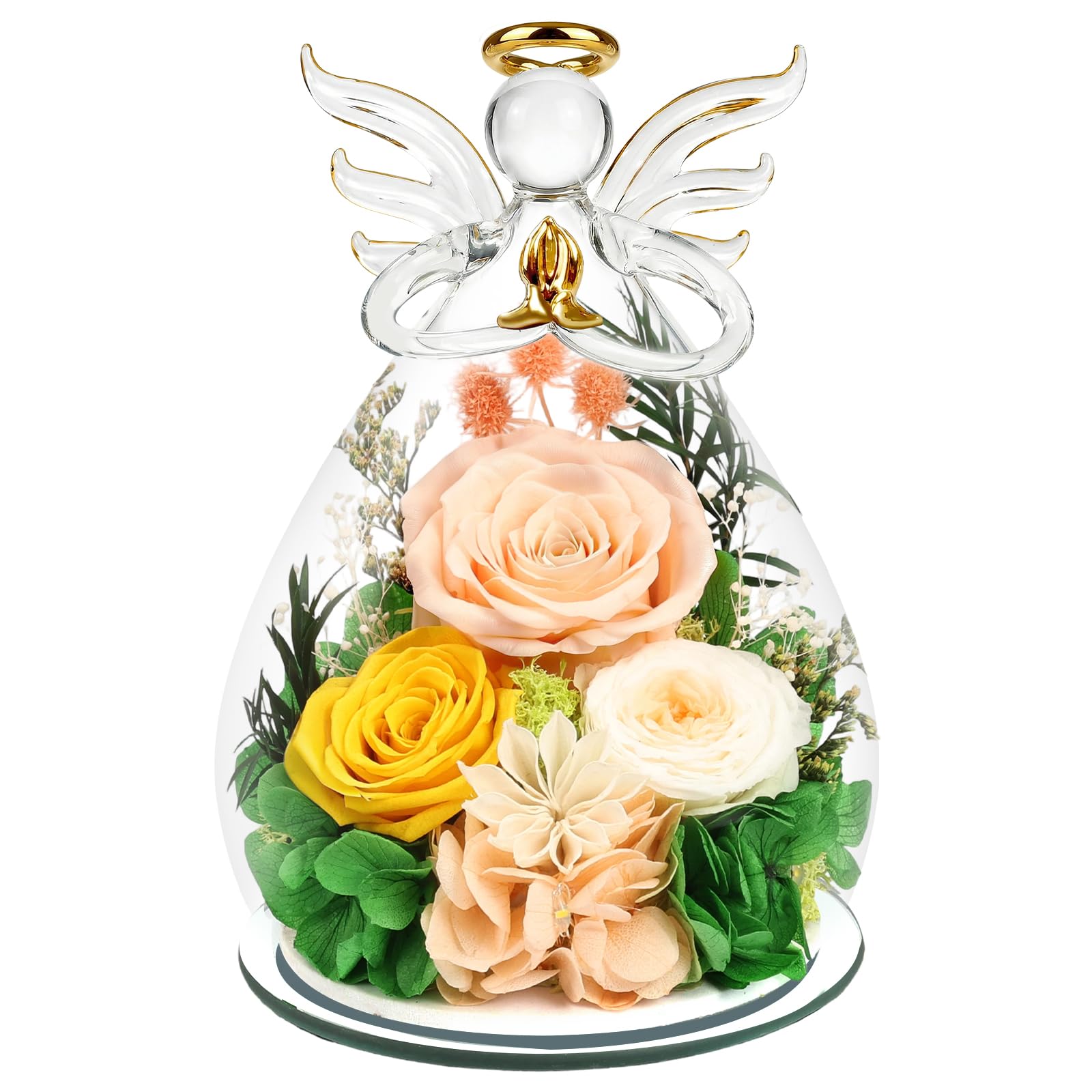 Puppiluv preserved rose angel under dome, timeless gift idea for special occasions