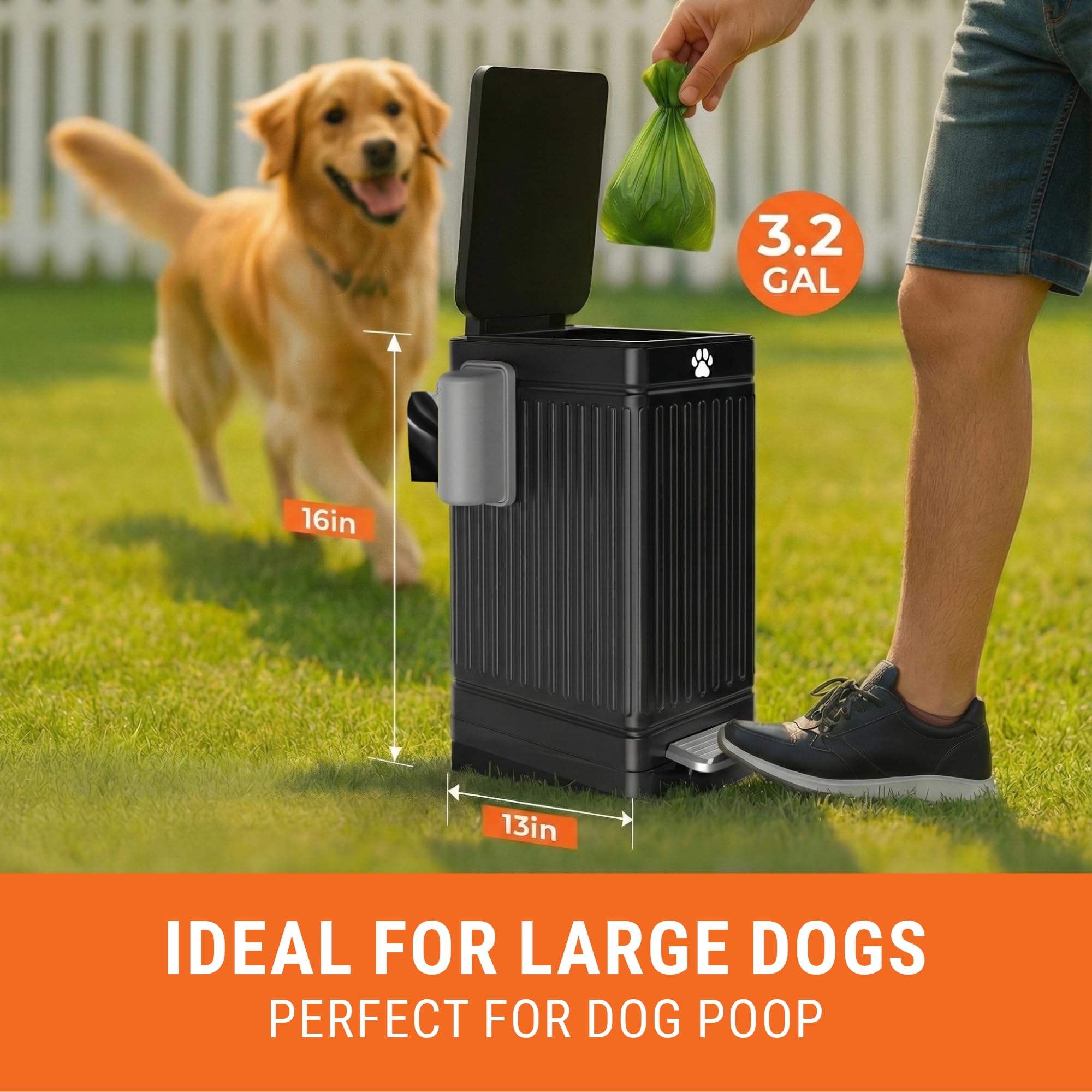 Pupzle dog waste bin with pedal operation for hands-free use