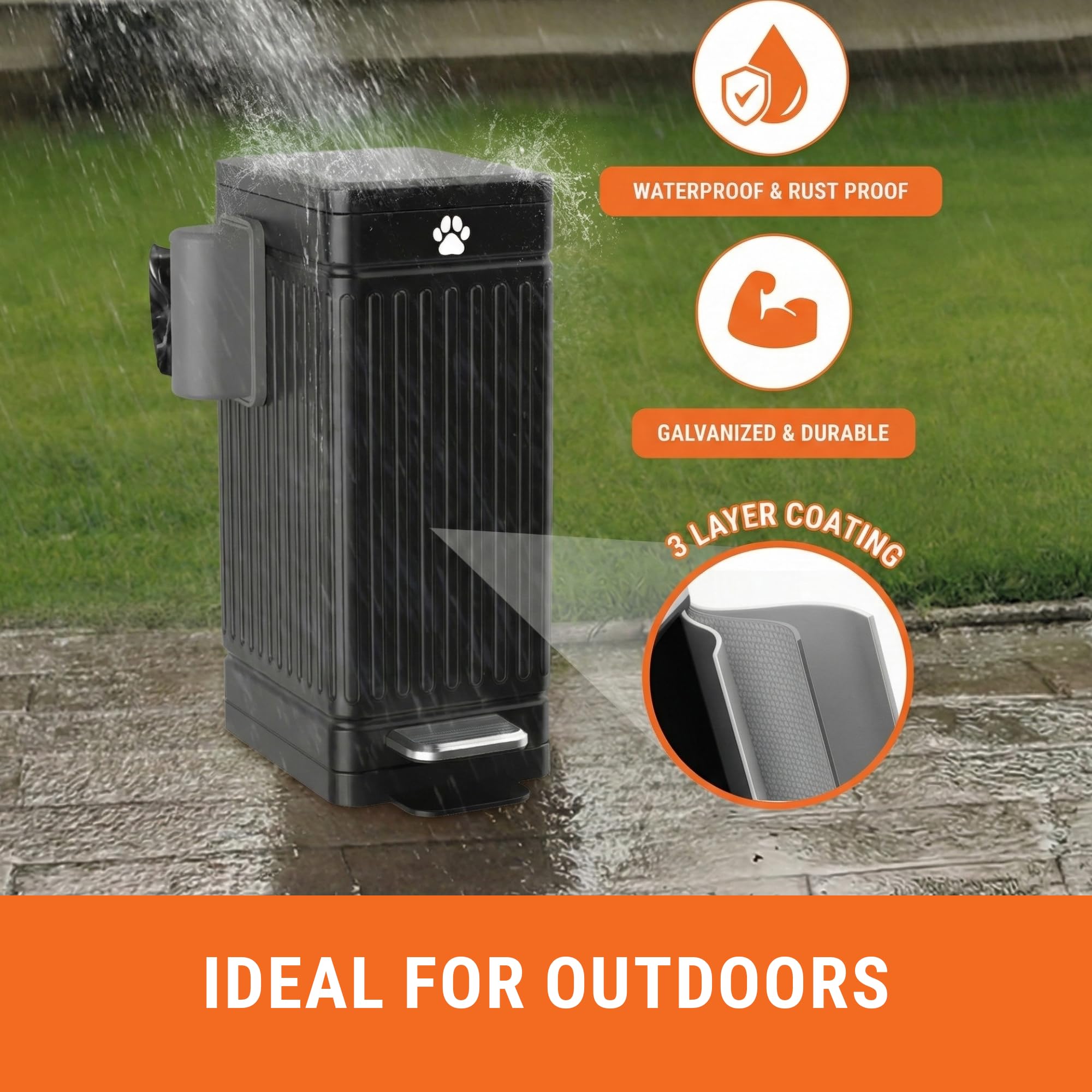 Pupzle metal dog poop bin with odor control and sturdy build