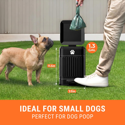 Pupzle outdoor poop bin with foot pedal for hands-free disposal.