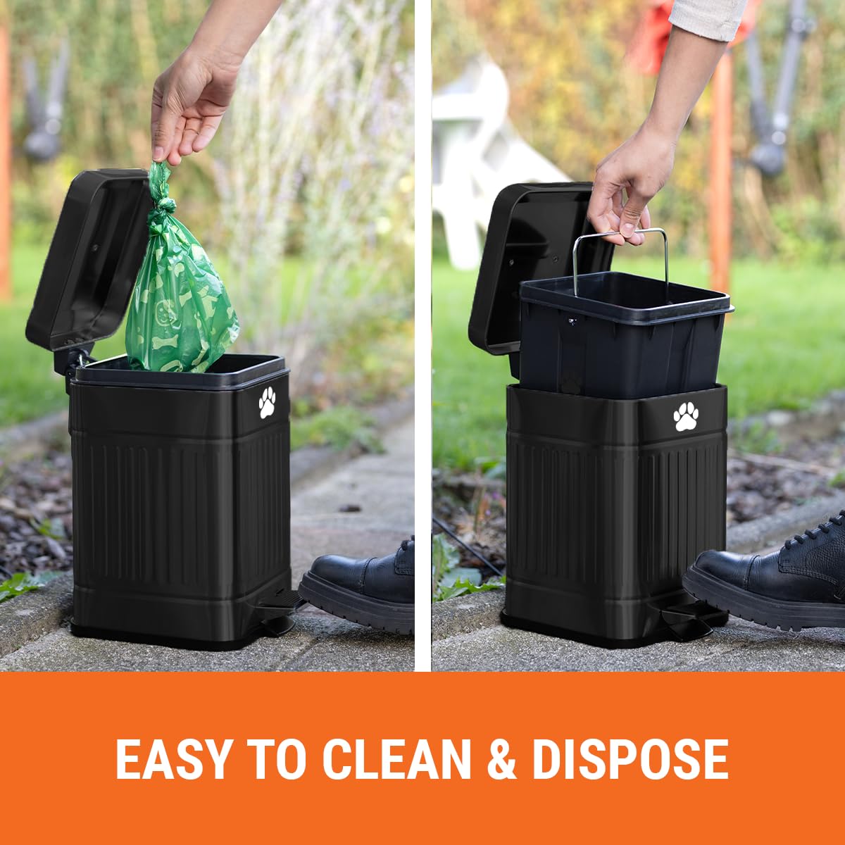 Pupzle soft-close lid minimizes noise while sealing odors.