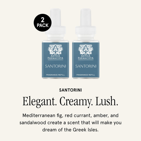 Pura Antica Farmacista Santorini refill pack back view with scent notes