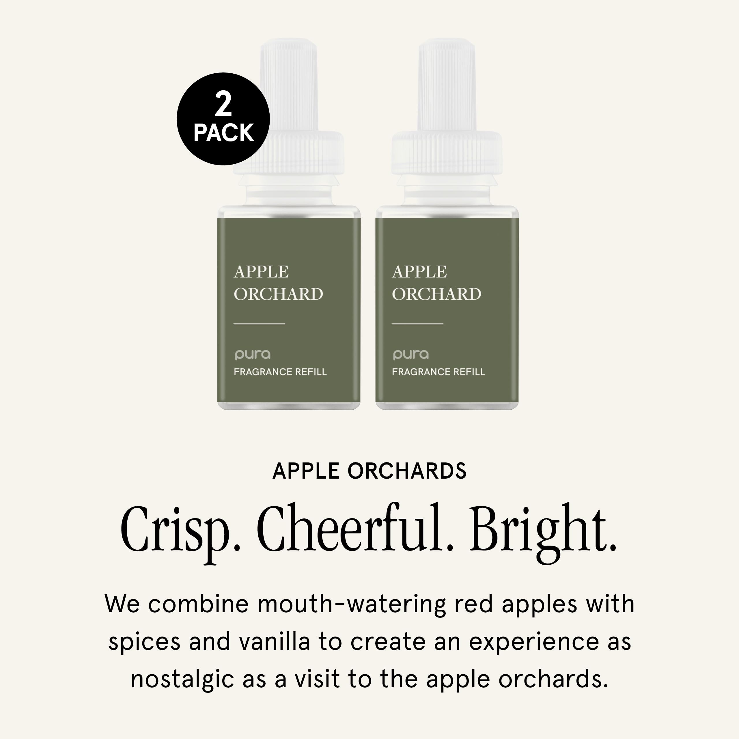 Pura Apple Orchards 2-pack packaging for easy swap and continuity.