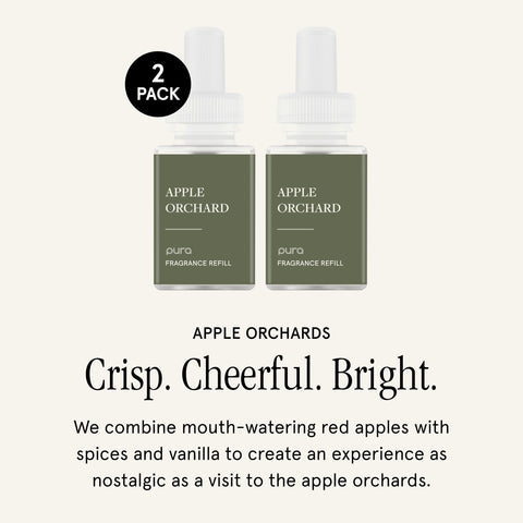Pura Apple Orchards 2-pack packaging for easy swap and continuity.