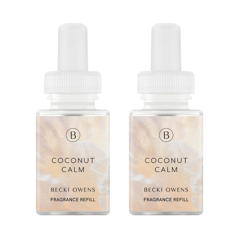 Pura Becki Owens Coconut Calm refill bottle for long-lasting fragrance in homes