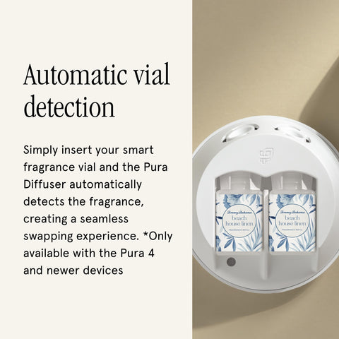 Pura cashmere woods refill emphasizing cozy, refined home scent.