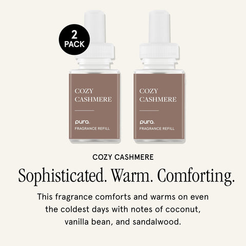 Pura Cozy Cashmere refill packaging ready for easy swapping.
